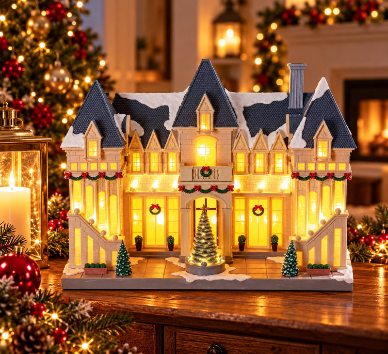 Ad Trend Paesaggio Natalizio Invernale in Resina e Plastica con 42 Luci LED 48x20xH39 cm – Decorazione Luminosa di Natale per la Casa