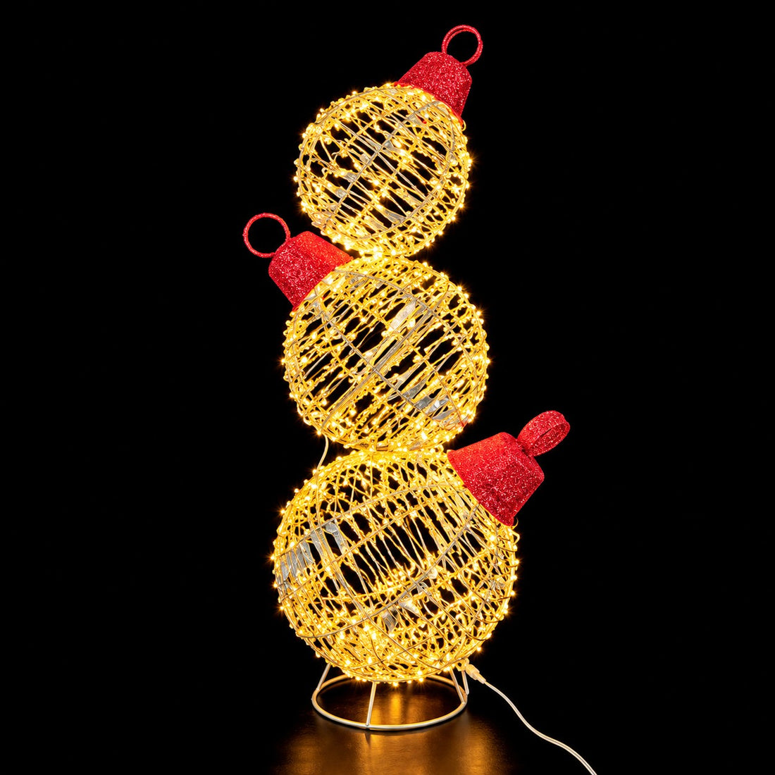 Ad Trend Luminous Christmas Ball Tower Gold in Iron and Plastic with 600 LED Lights IP44 Ø30xH83 cm – Outdoor Christmas Decoration