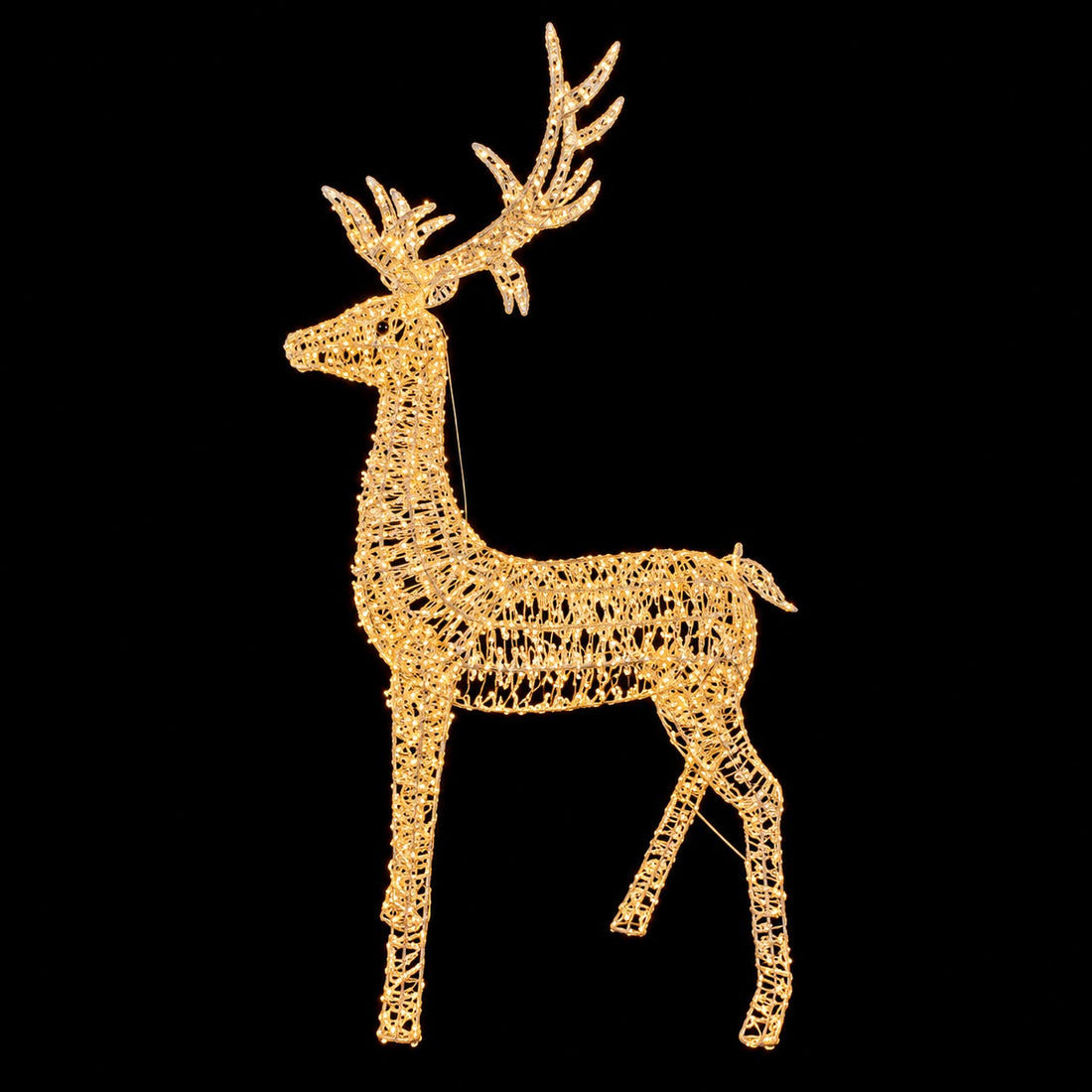 Ad Trend Illuminated Golden Reindeer with 2400 LED Warm Light IP44 110x340xH200 cm – Christmas Decoration for Indoor and Outdoor