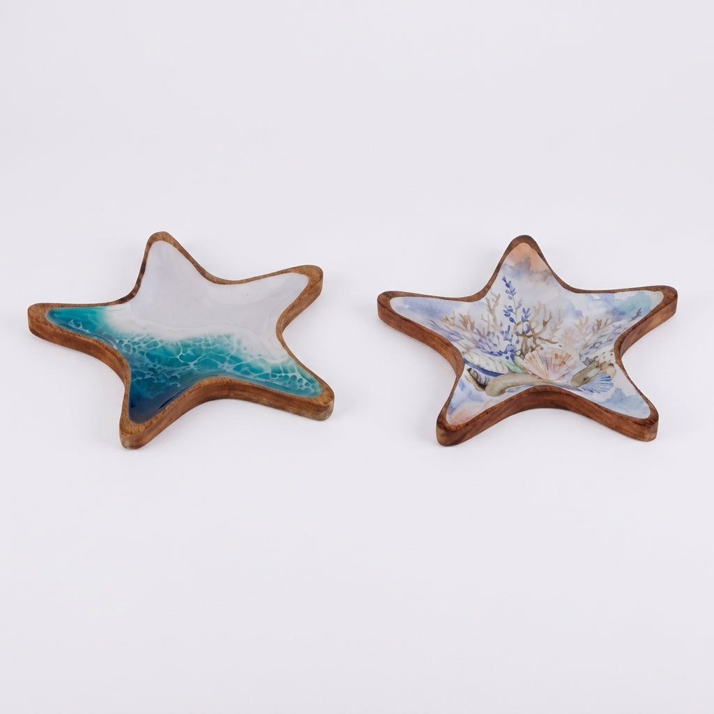 Ad Trend Vassoio Natalizio in Legno a Forma di Stella Assortito 20x22xH2 cm 1 Pz – Accessorio Decorativo per la Tavola di Natale