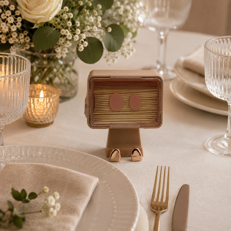 The Arcolaio Pink Robot Toothpick Holder Original Table Accessory
