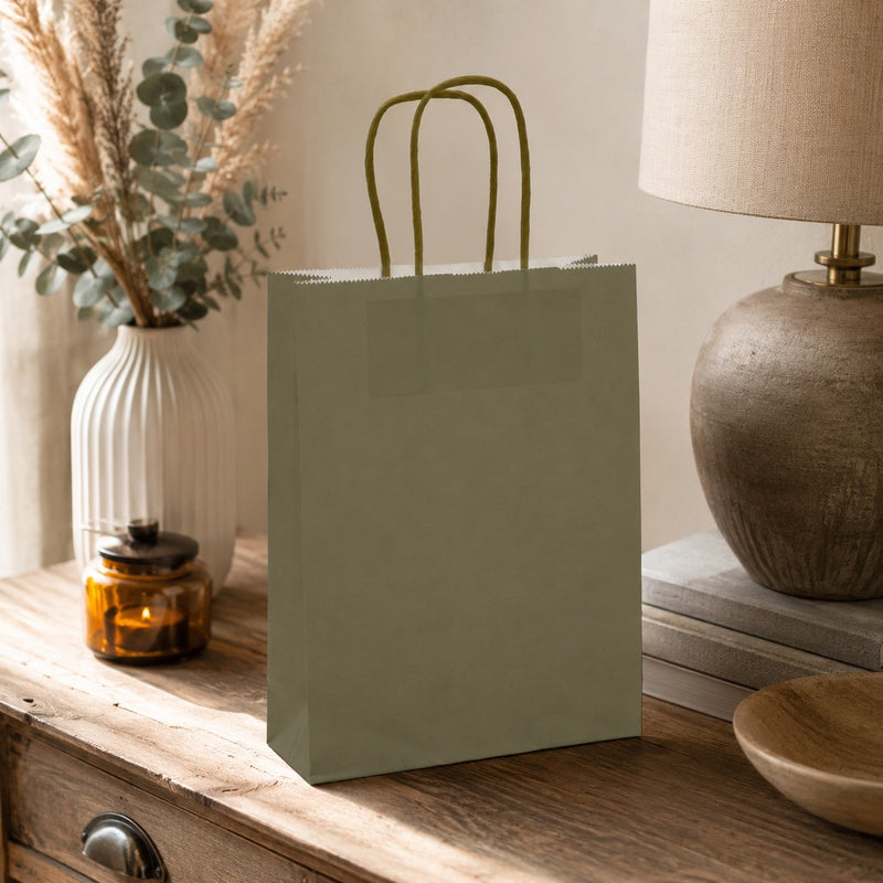 L'Arcolaio Green Kraft Shopper Gift Bags 18x7x24 cm Pack of 10