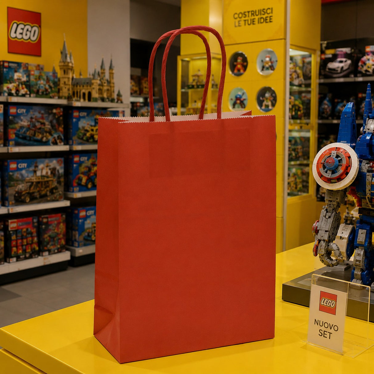 L'Arcolaio Red Kraft Shopper Gift Packaging 22X10X29 Cf 10 Pz