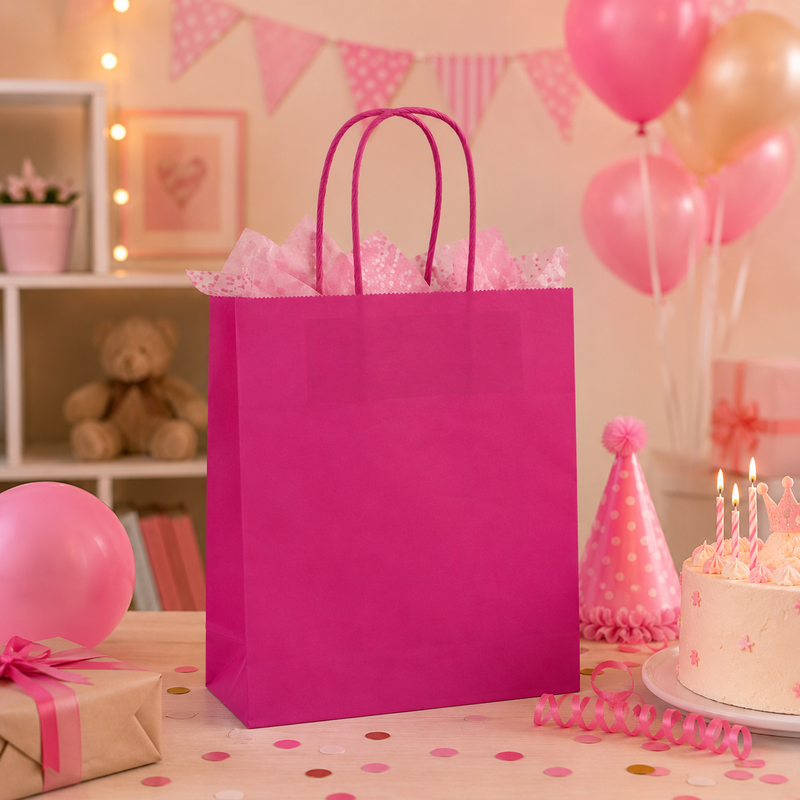 L'Arcolaio Fuxia Kraft Shopper Christmas Gifts 22x10x29 Box 10 Pcs
