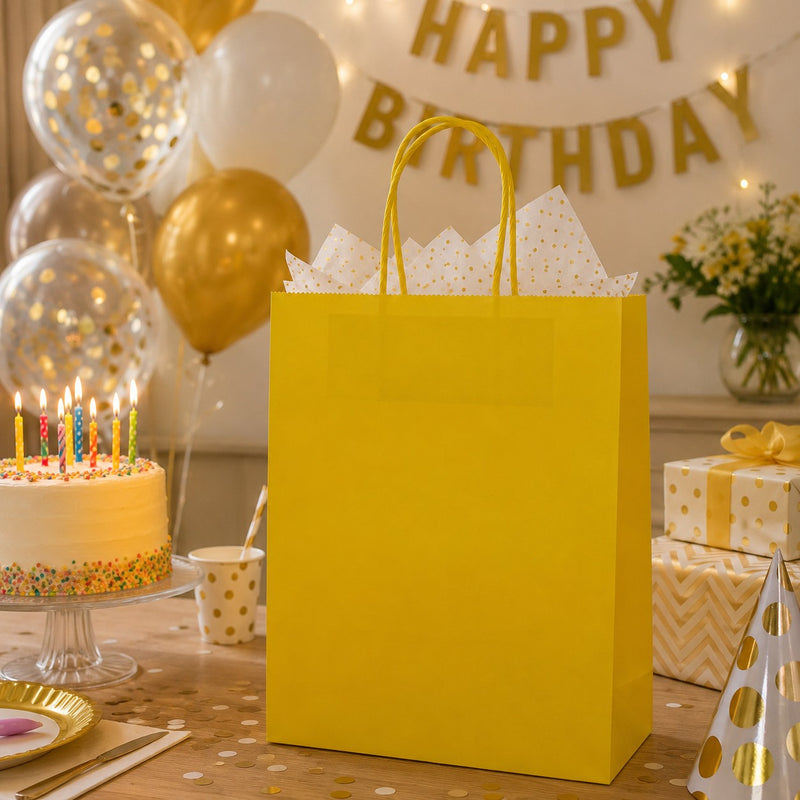 L'Arcolaio Yellow Kraft Shopper Christmas Gifts 22X10X29 Box 10 Pcs