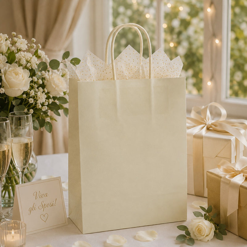 L'Arcolaio Kraft Cream Shopper Christmas Gifts 26x11x34 Cm - Pack of 10
