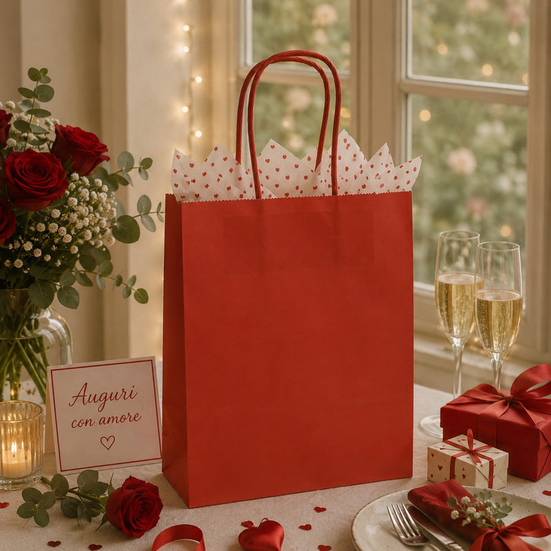 L'Arcolaio Red Kraft Shopper Christmas Gifts 26X11X34 Cm Pack of 10 Units