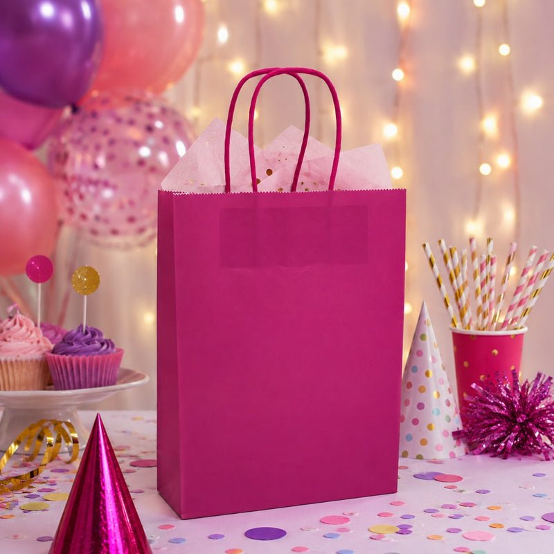 L'Arcolaio Kraft Fuxia Shopping Bag 26X11X34 cm Christmas Gifts 10 Pcs