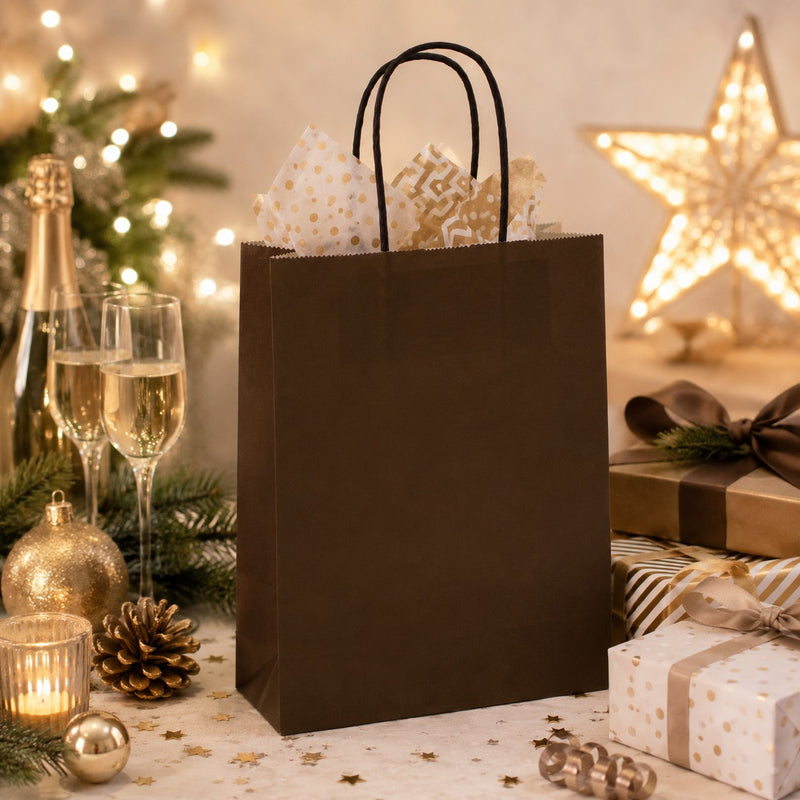 L'Arcolaio Brown Kraft Shopper Christmas Gifts 26X11X34 Cm Box of 10 Pcs