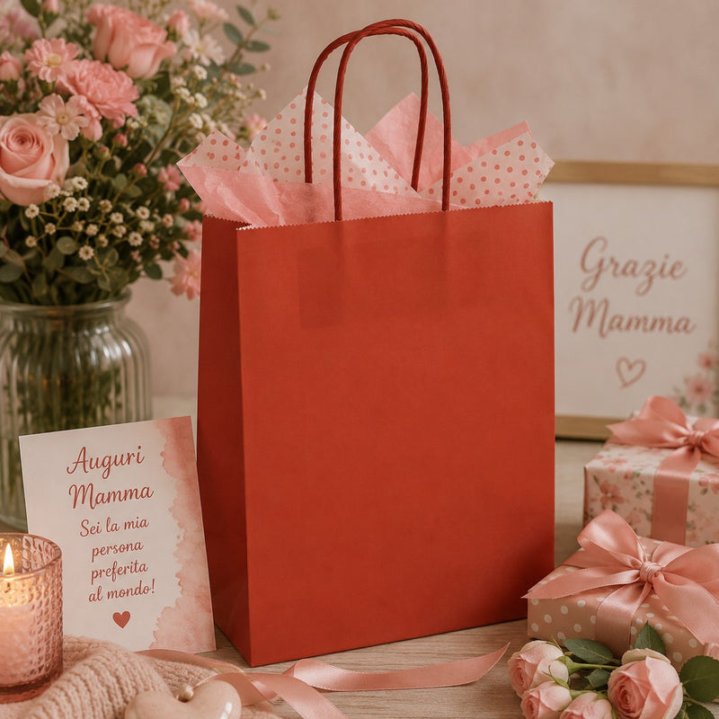 L'Arcolaio Red Kraft Shopper Christmas Gifts 36X12X41 Cm Box of 10 Pieces