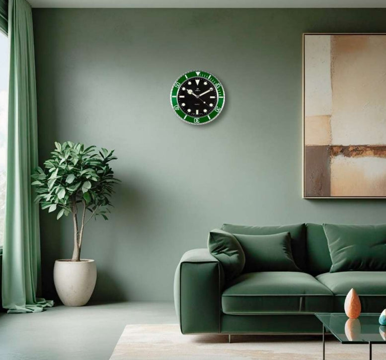 Lowell Quartz Wall Clock Steel Case Luminous Indexes D 33.8 cm Red