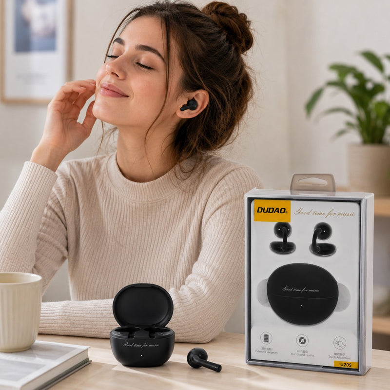 L'Arcolaio Wireless TWS Open-Ear Bluetooth Earbuds with Touch Control, Hi-Fi Audio, Charging Case, Black