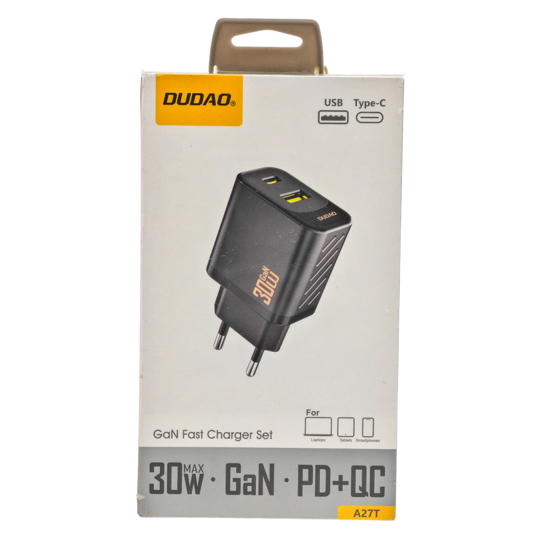 The Arcolaio GaN 30W USB-C + USB-A Power Delivery and Quick Charge Black Wall Charger