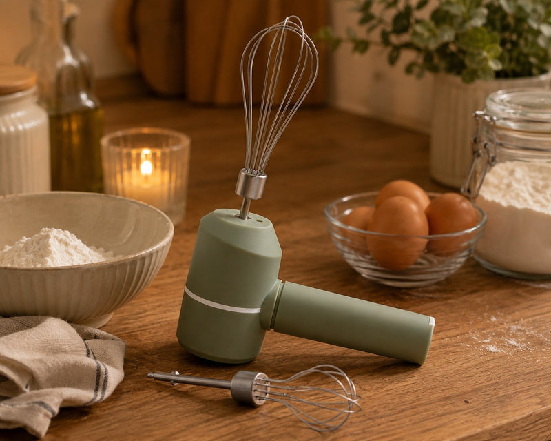 L'Arcolaio Green Electric Immersion Blender 9.5x5.8x16.2 cm Rechargeable Portable Mixer