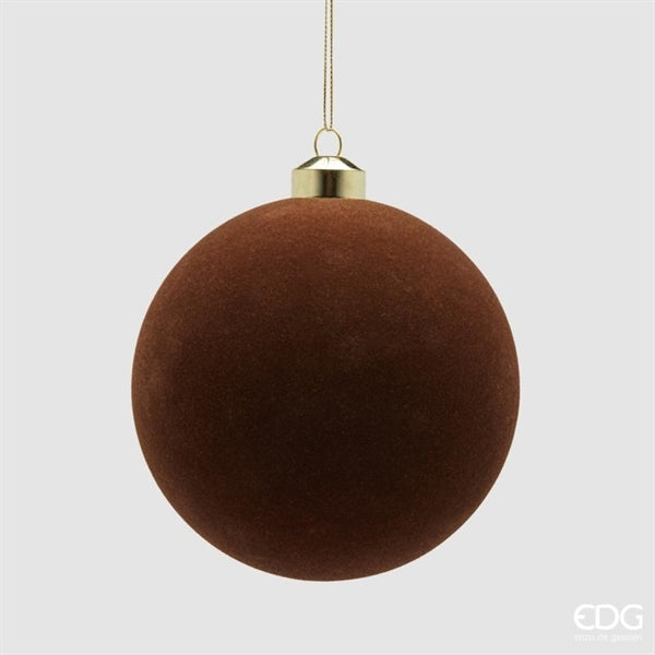 EDG Enzo De Gasperi Dark Brown Velvet Christmas Baubles Ø12 cm – Set of 4 Pieces