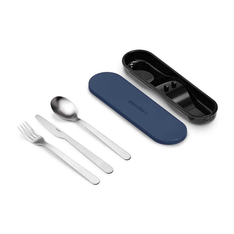 guzzini guzzini set lunch box con posate da viaggio store go blu zaffiro ean 8008392382553