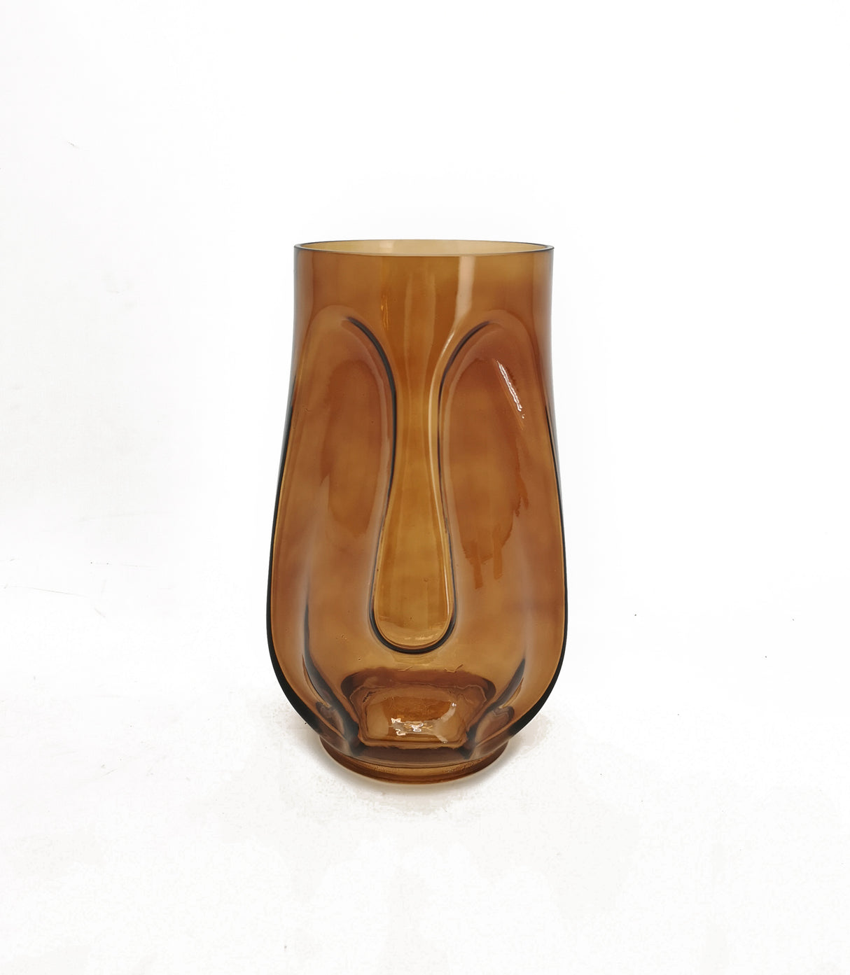 Vimin Box Tribal Head Vase Glass D 12 - 15.5 Cm H 25 Cm Amber