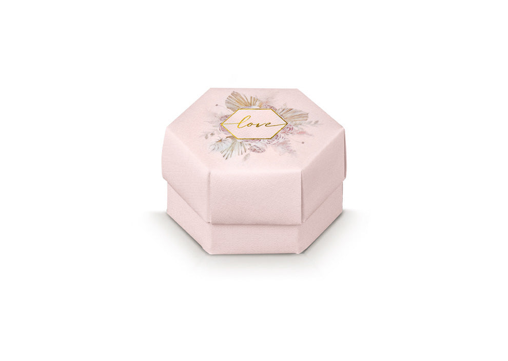 Scotton Box Hexagon Pampas Love 60 X 40 Mm Pink 10 Pcs