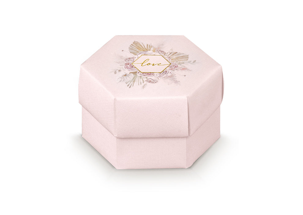Scotton Box Hexagon Pampas Love 80 x 55 Mm Pink 10 Pcs