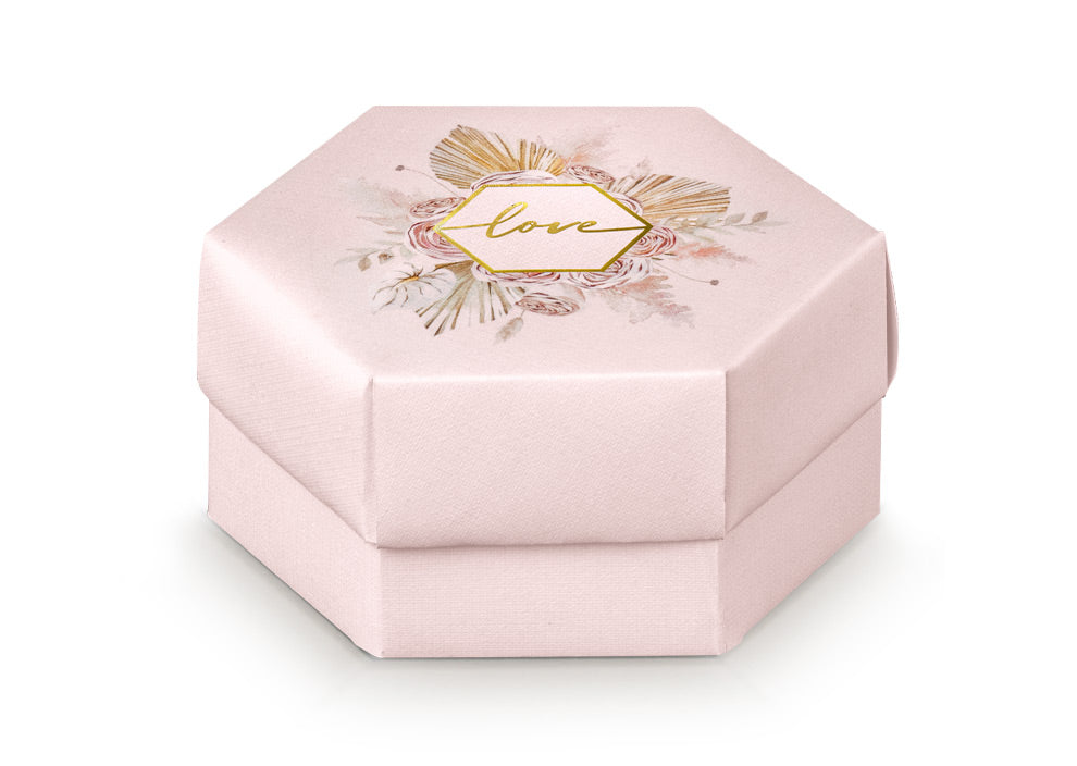 Scotton Box Hexagon Pampas Love 110 x 60 Mm Pink 10 Pcs