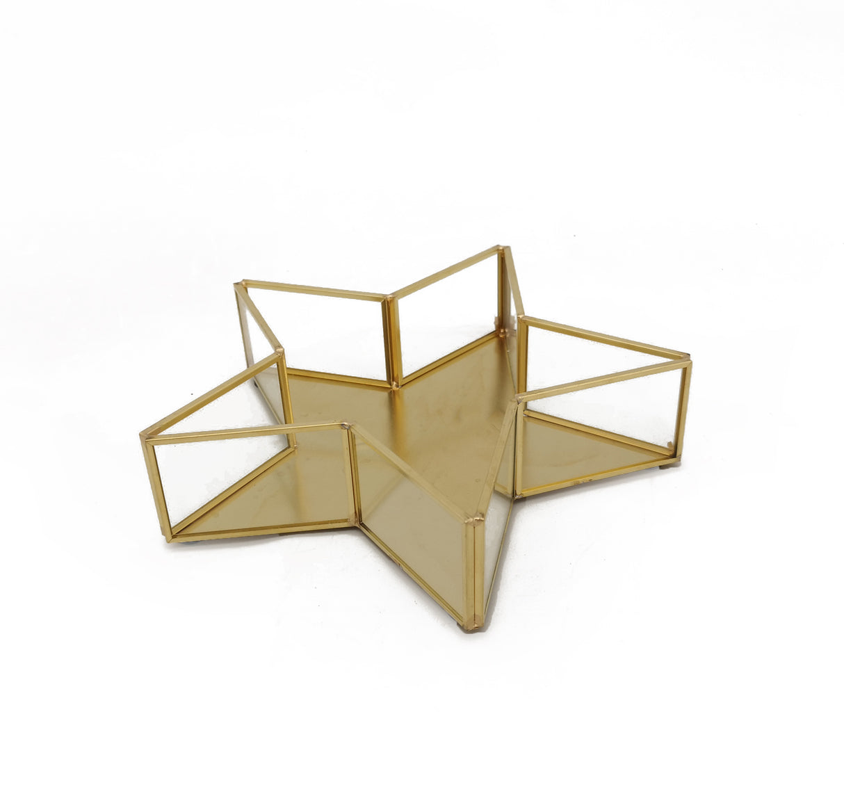 Vimin Box Star Bowl Glass Metal D 20 Cm H 5 Cm Gold