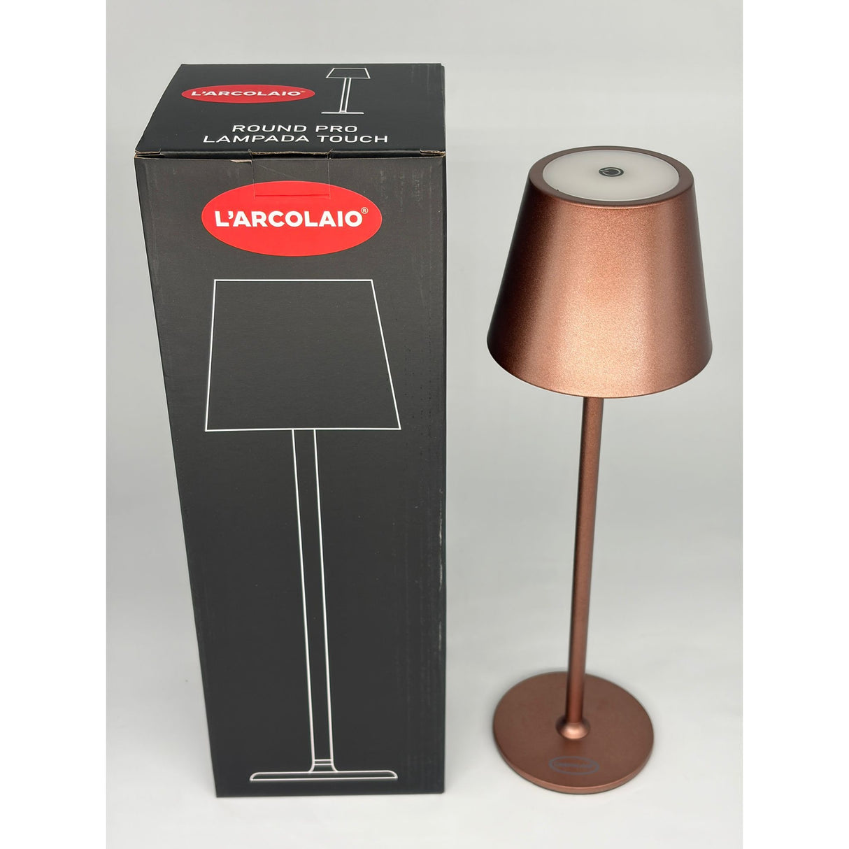 L'Arcolaio Rechargeable Touch LED Lamp H 38 cm 10 x 10 cm IP54 Round Pro Bronze Brown
