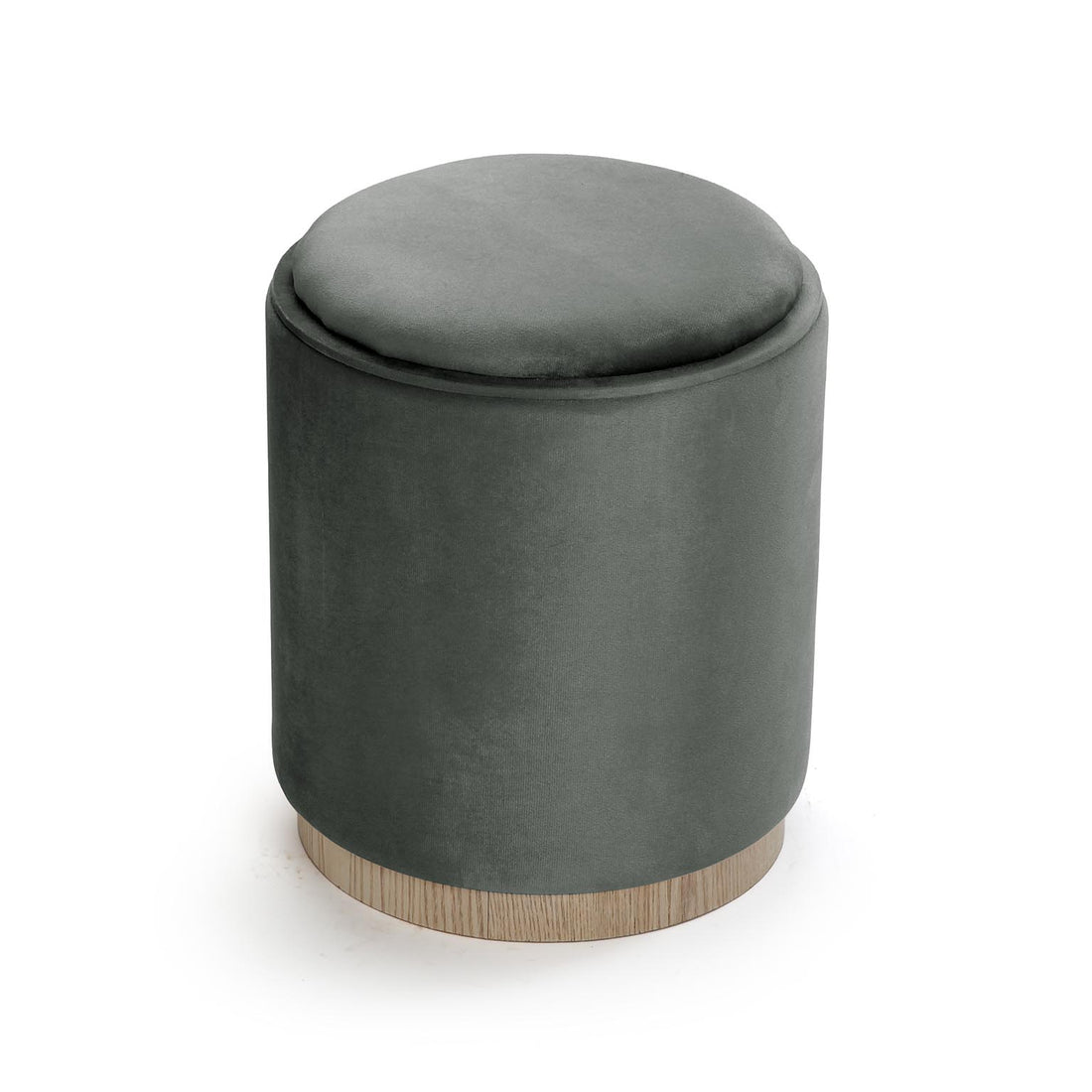 Versa Puff with Storage and Gray Velvet Tray