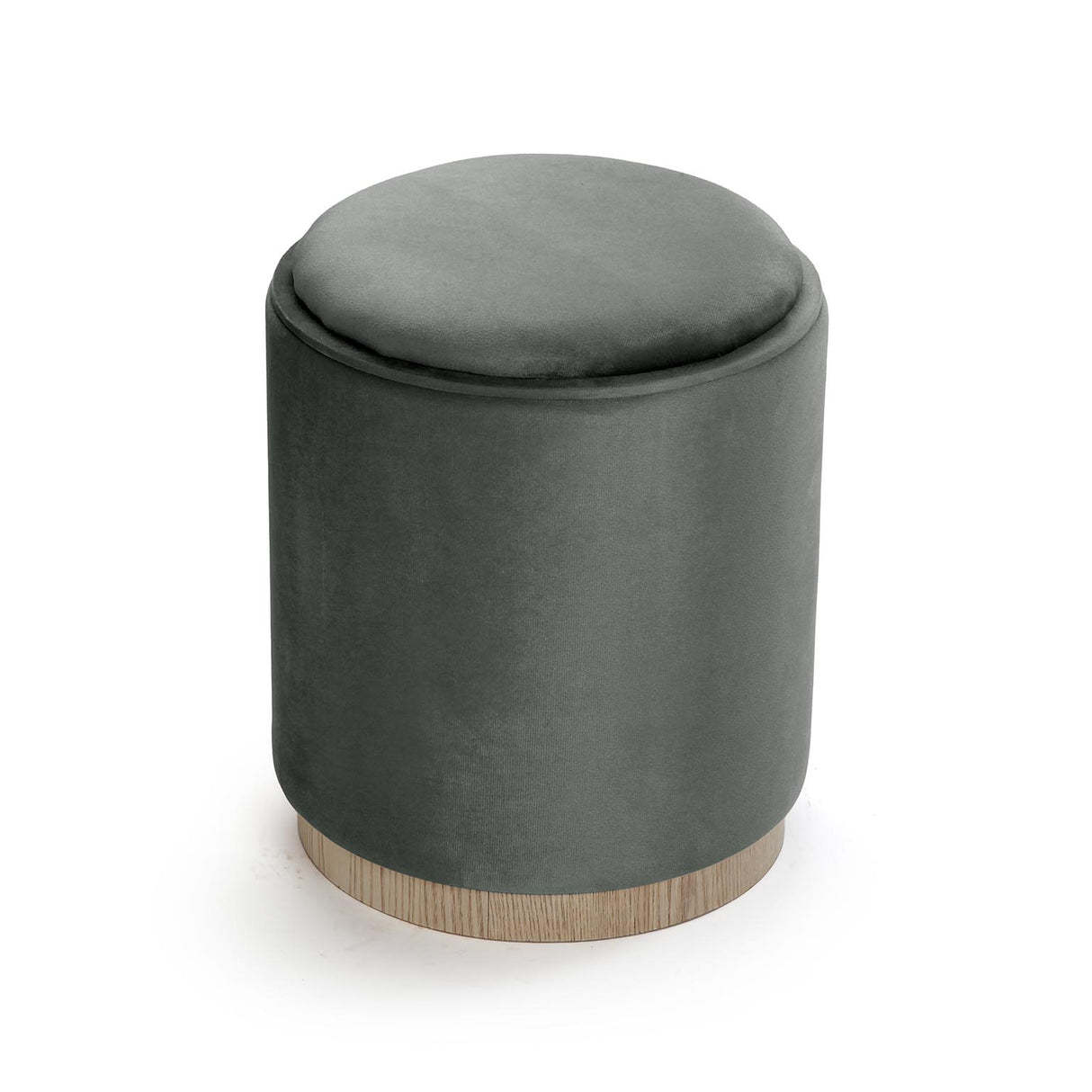Versa Puff with Storage and Gray Velvet Tray