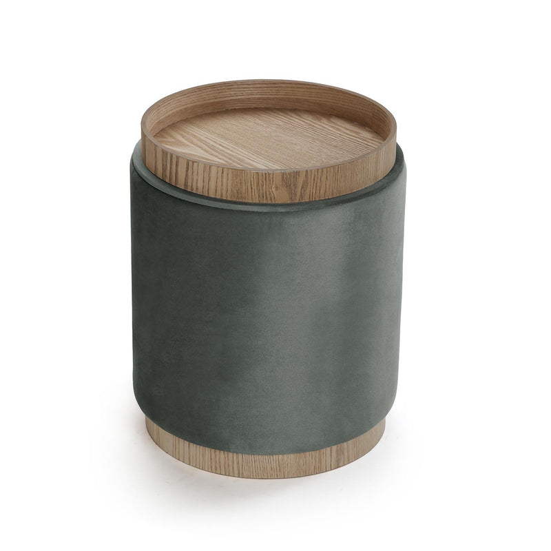 Versa Puff with Storage and Gray Velvet Tray
