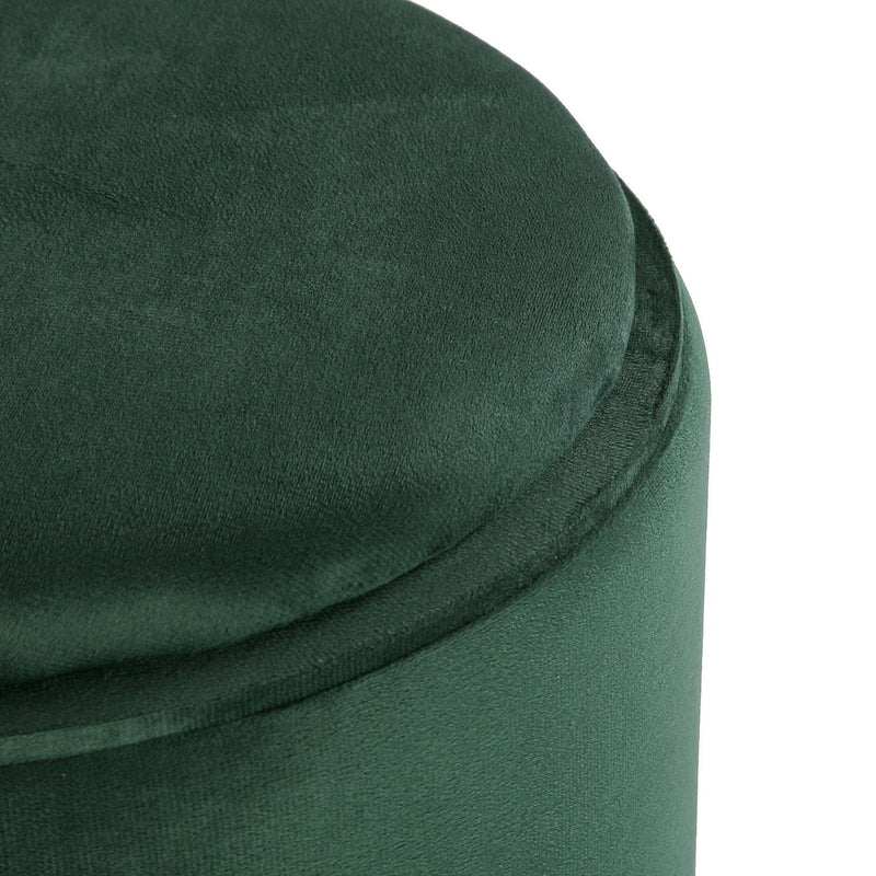 Pouf with Storage and Green Velvet Tray