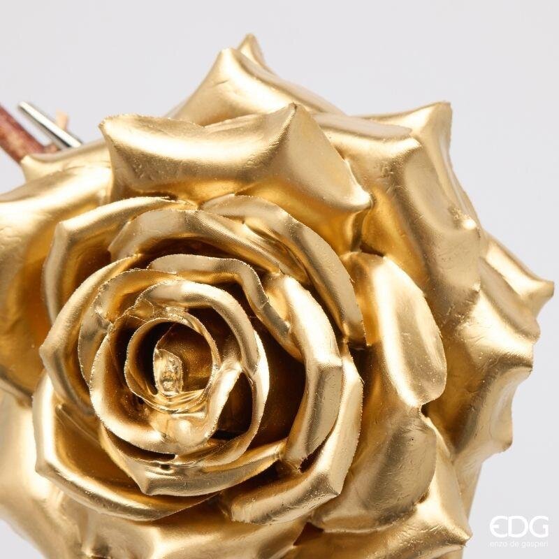 EDG Enzo De Gasperi Rosa Glossy con Clip Gold Ø16 cm – Addobbo di Natale