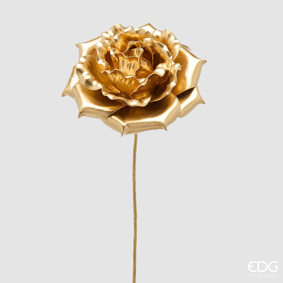 EDG Enzo De Gasperi Rosa Glossy Ramo Gold H60 Ø20 cm – Floral Christmas Decor