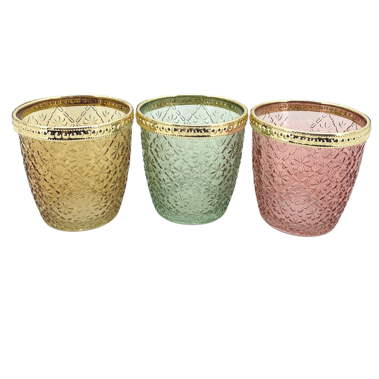 Vimin Box Srl Candle Holders D 9 Cm H 9 Cm Gold Edge Set of 3