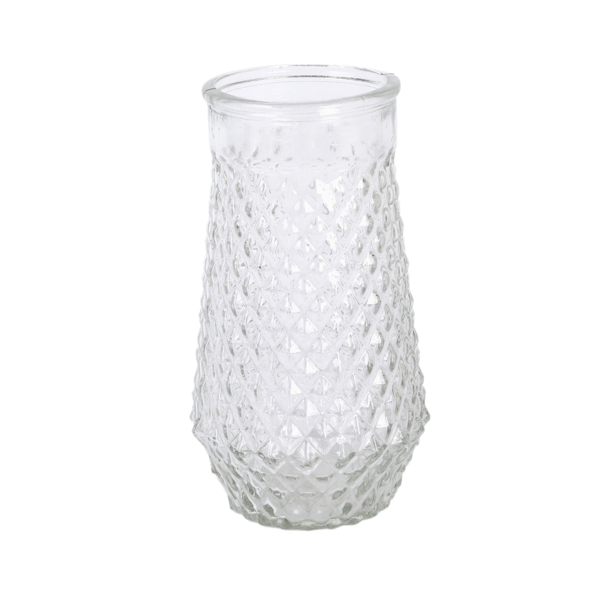 Vimin Box Faceted Flower Holder D 8 Cm H 20 Cm Transparent Glass