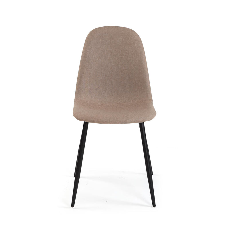 Versa Sedia da Pranzo Nora Color Cammello in Tessuto con Gambe in Metallo Nero – Sedia Moderna per Cucina e Soggiorno