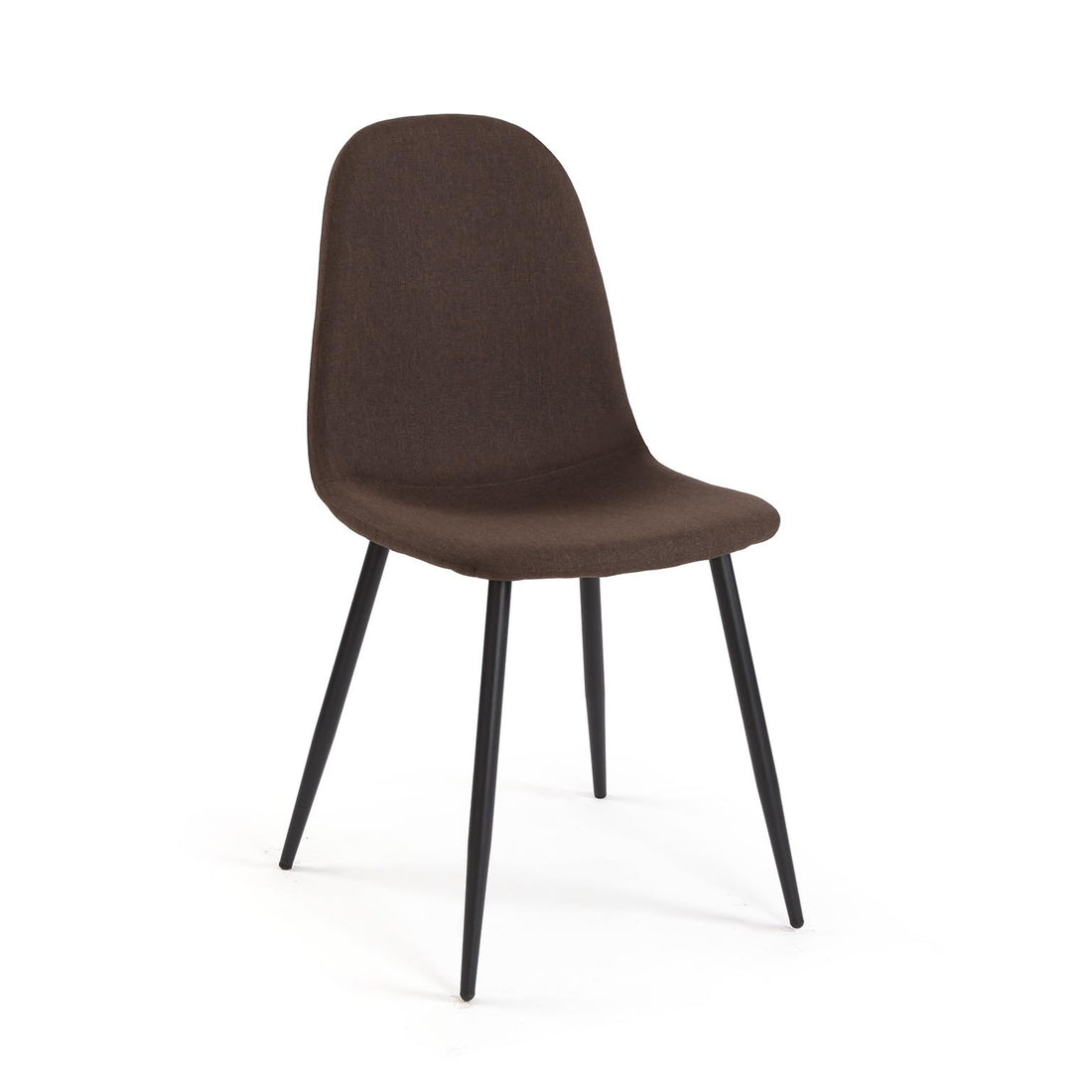 Versa Sedia da Pranzo Nora Color Marrone in Tessuto con Gambe in Metallo Nero – Sedia Moderna per Cucina e Soggiorno