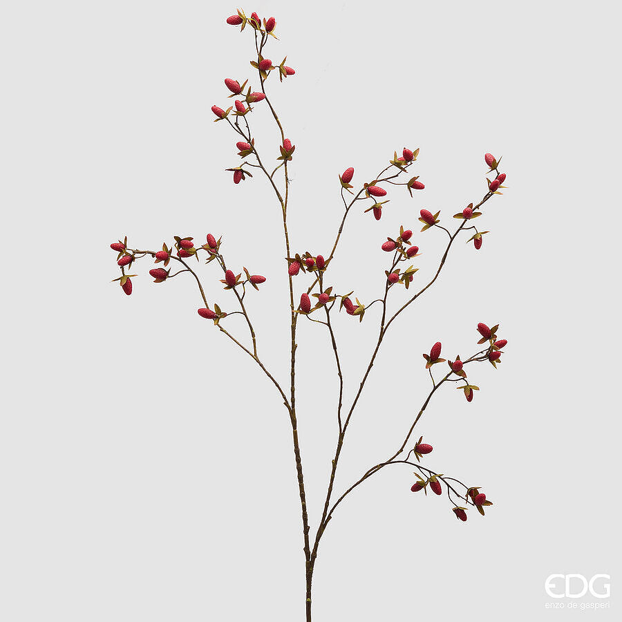 EDG Enzo De Gasperi Ramo Rosa Canina Rosso H120 cm – Fiore Artificiale Decorativo