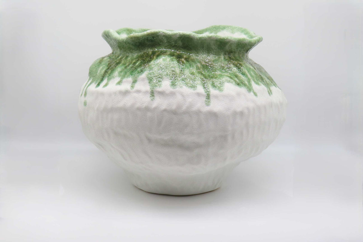 BONTURI CASA HOME DECORATION Large Jar H 21 Cm 39 x 39 Cm Ceramic Lava White Green