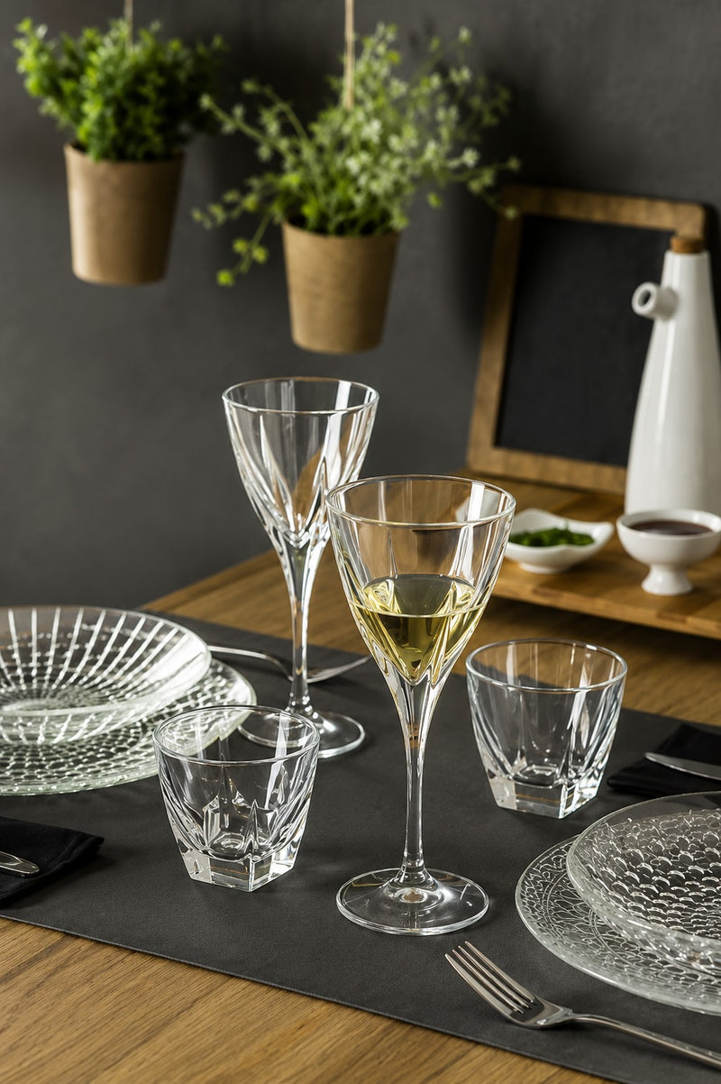 RCR Cristalleria Italiana Fusion - 3 - Set of 6 Glass Wine Glasses