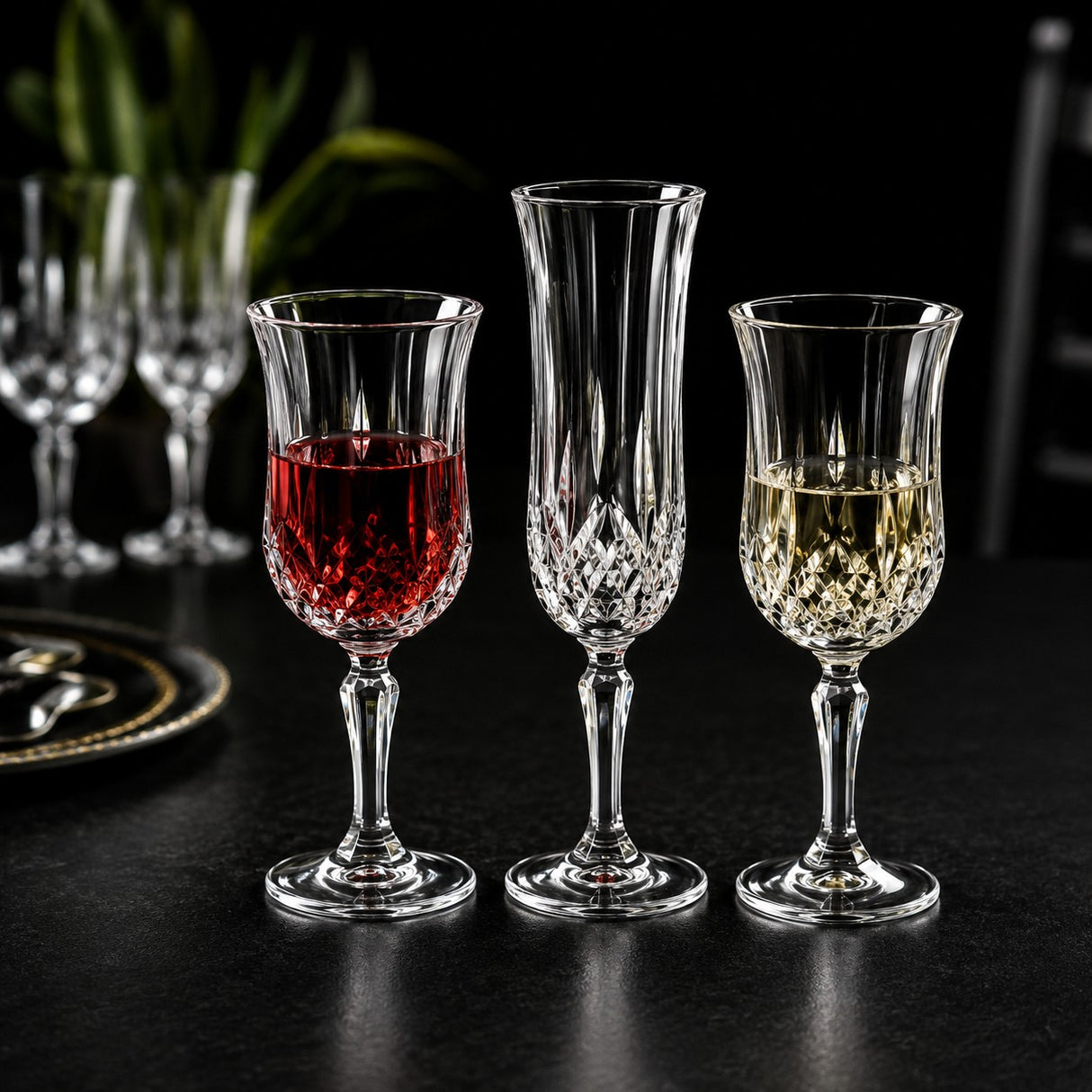 RCR Cristalleria Italiana Opera - FL - Set of 6 Crystal Flute Glasses
