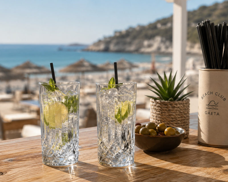 RCR Cristalleria Italiana Opera - HB - Set of 6 Long Drink Glasses in Glass