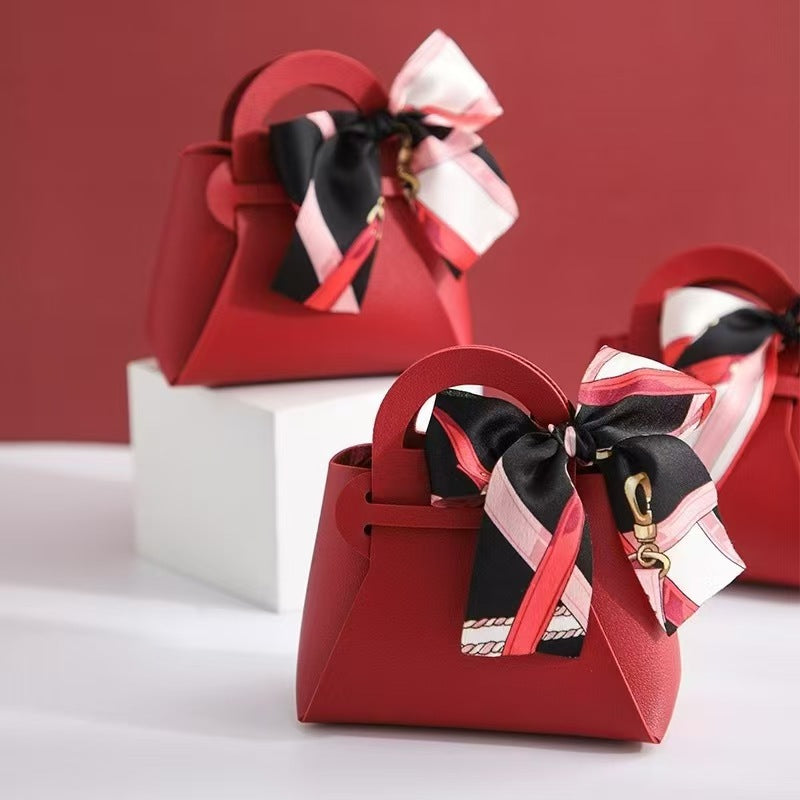 Bonturi Casa MINI FOULARD Handbag Favor 10x5xH11 Cm BURGUNDY Sugared Almonds Holder 1 Pc