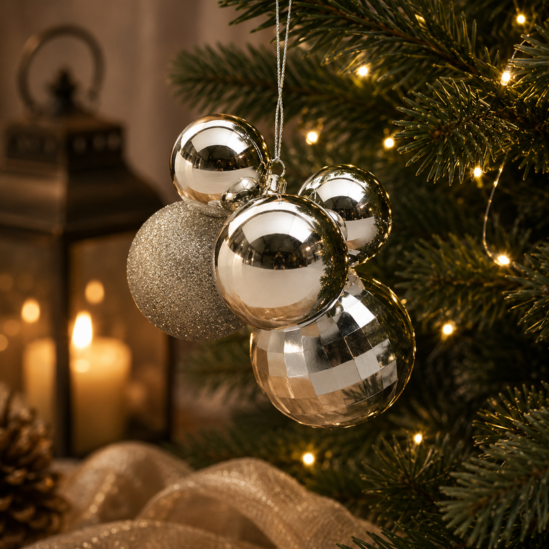 EDG Enzo De Gasperi Christmas Decoration Bunch MirrorMix 5 Pcs Champagne
