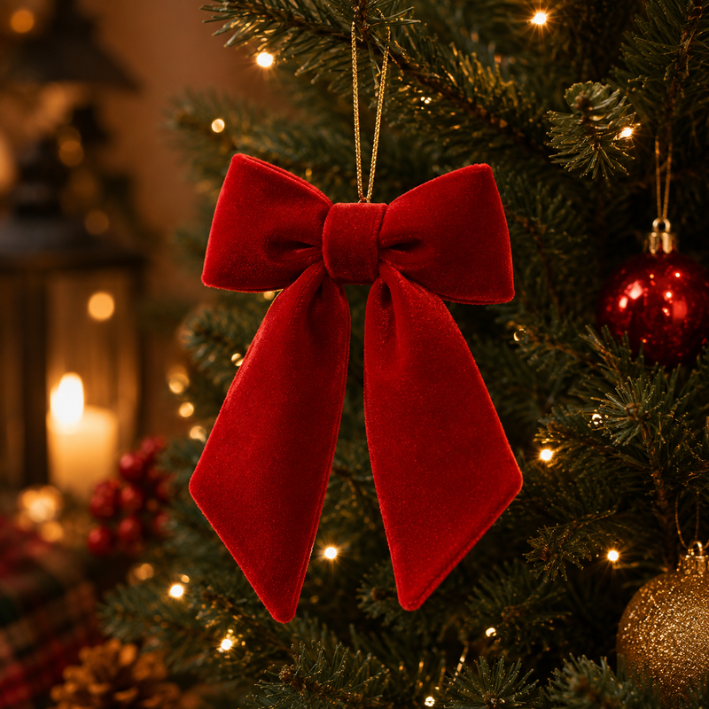 EDG Enzo De Gasperi Velvet Christmas Bow H 25 Cm L 21 Cm Red