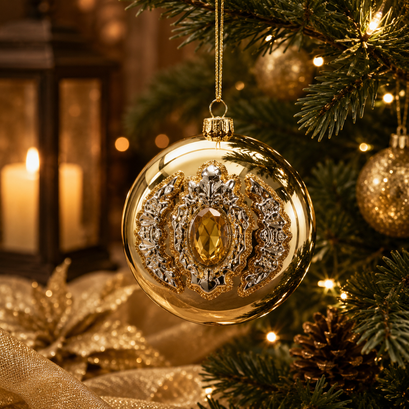 EDG Enzo De Gasperi Christmas Decoration Ball Gems H 12 Cm D 10 Cm Gold