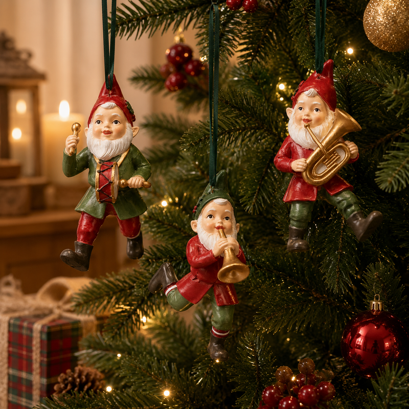 EDG Enzo De Gasperi Christmas Gnome Ornament Assorted H 10 cm Polyresin Green Red 1 pc
