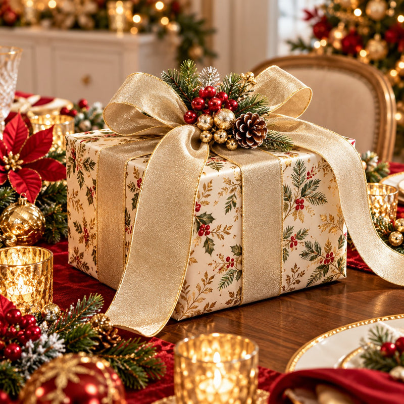 EDG Enzo De Gasperi Velvet Ribbon Sand 6.3 cm x 10 m – Christmas Decoration