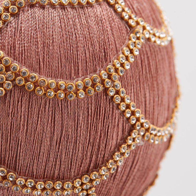 EDG Enzo De Gasperi Silk Gem Christmas Ball. Drapp. H 37cm D 15cm Pink