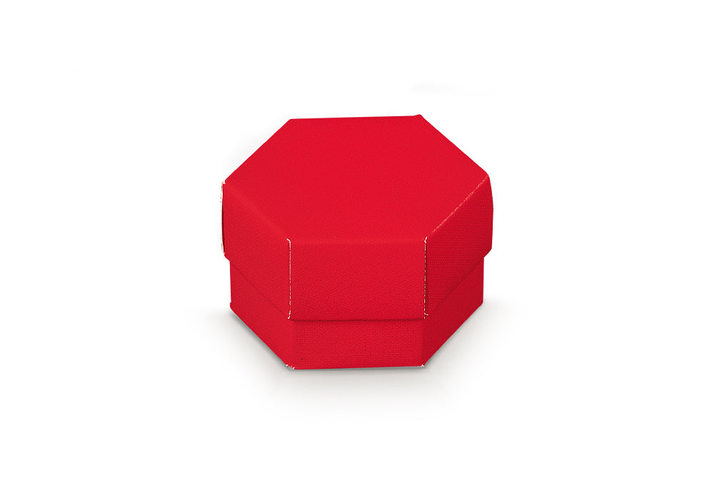 Scotton Hexagon Box 60 x 40 Mm with Divider Red Linen 10 Pcs