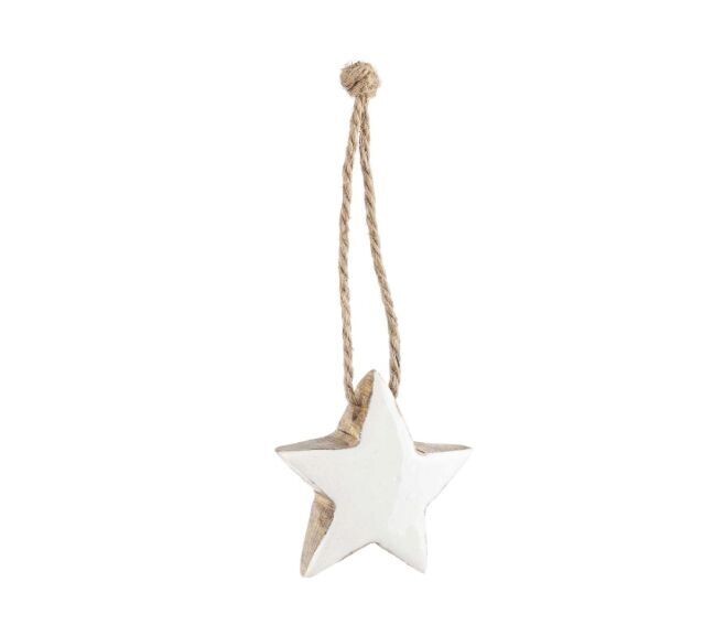 Bizzotto Haley Star Pendant White Wood 1 Pc